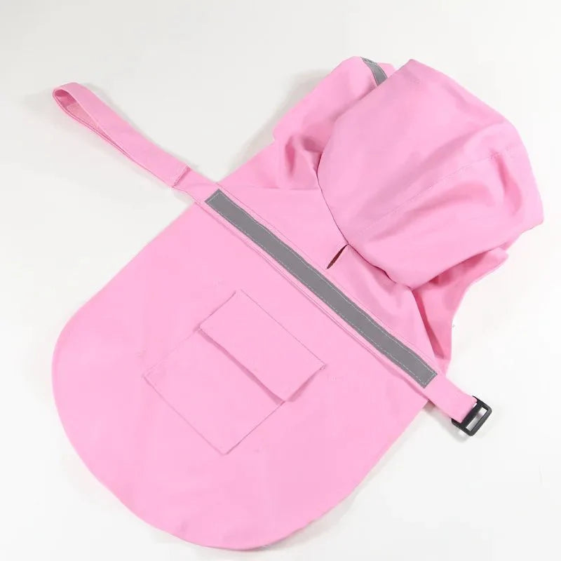Poncho imperméable pour chien rose avec capuche et bande réfléchissante de Oscar et Plume