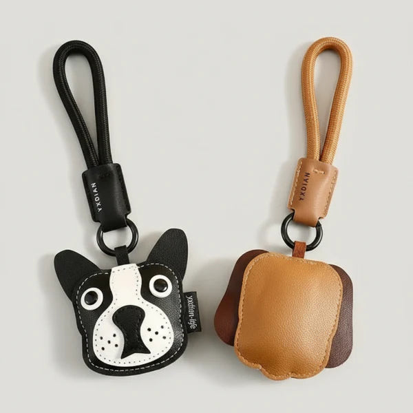 Porte-Clés Original En Cuir Marron Chien