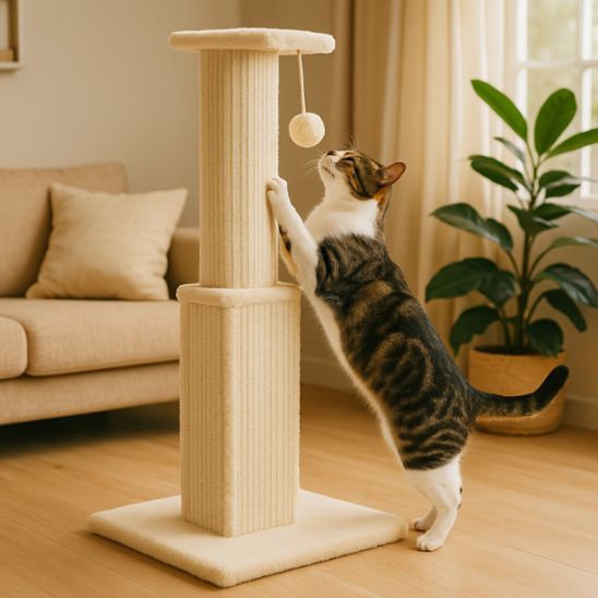 Poteau Griffoir Chat beige