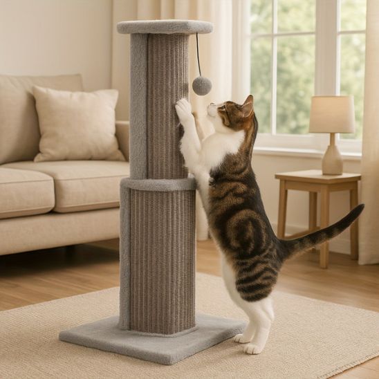 Poteau Griffoir Chat vertical gris