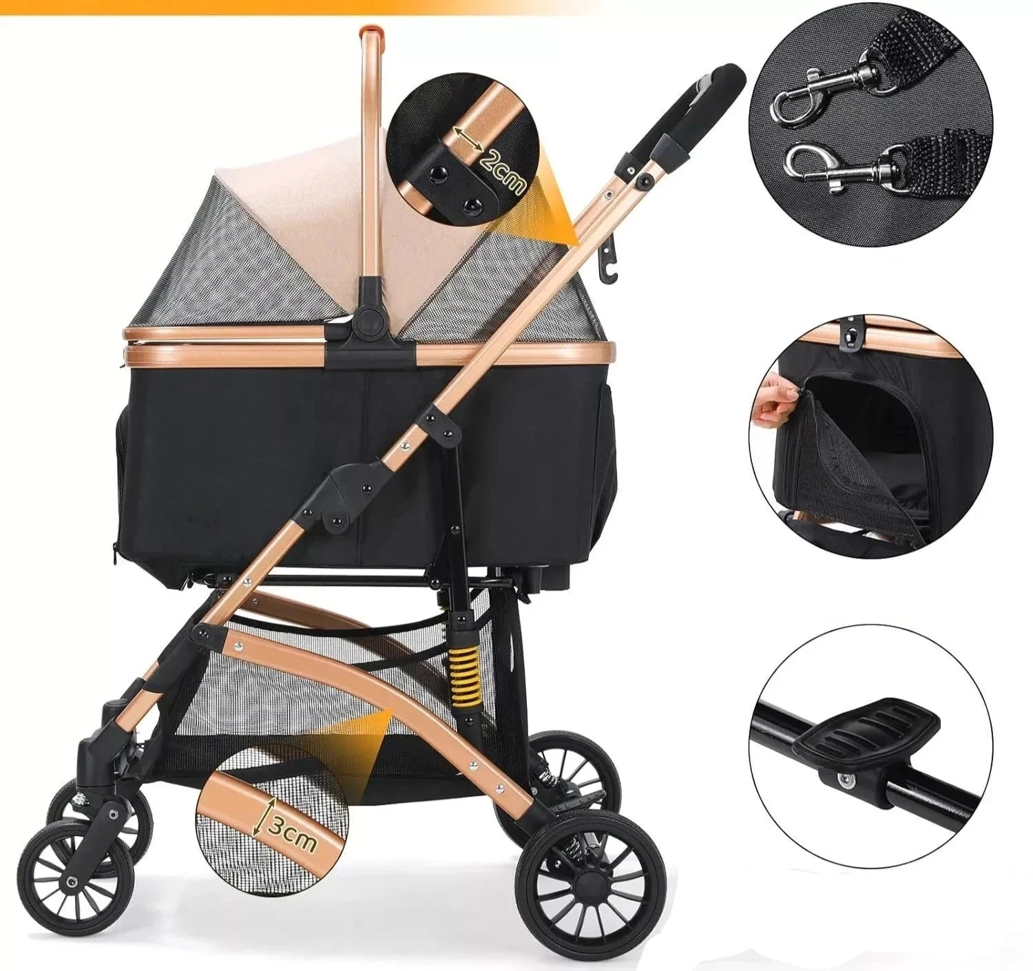 Poussette pour chien pliable - Transport chien et chat