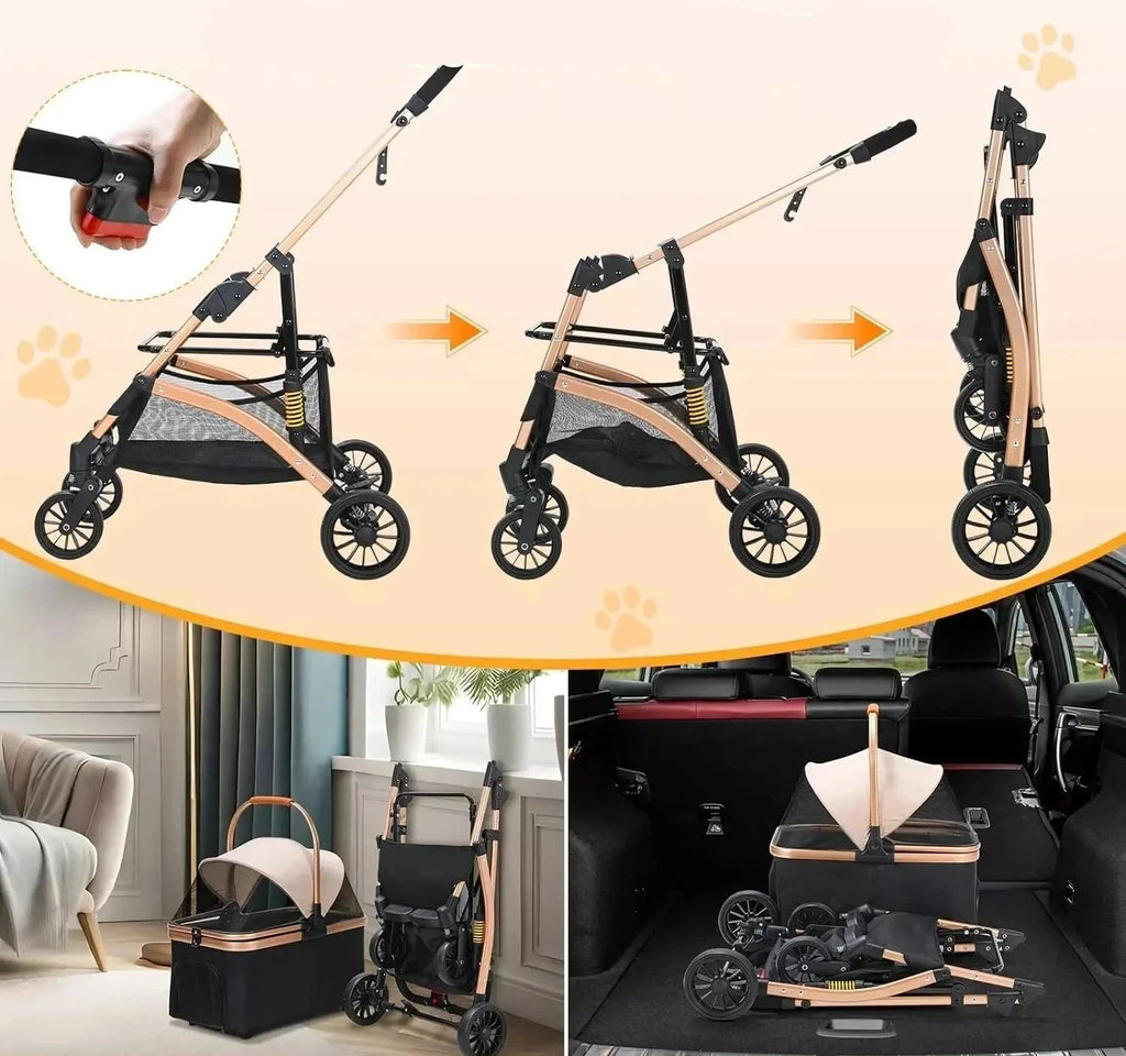 Poussette pour chien pliable - Transport chien et chat