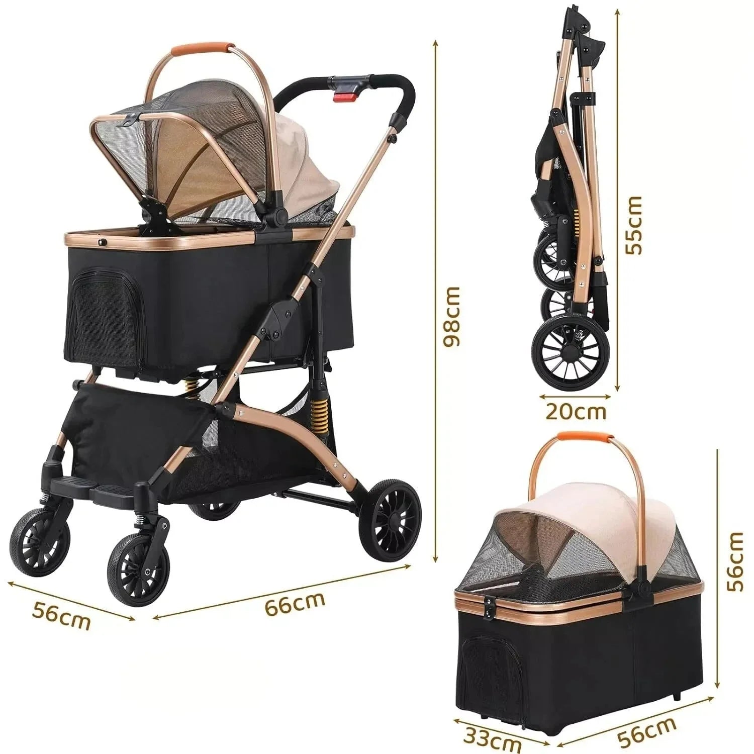 Poussette pour chien pliable - Transport chien et chat