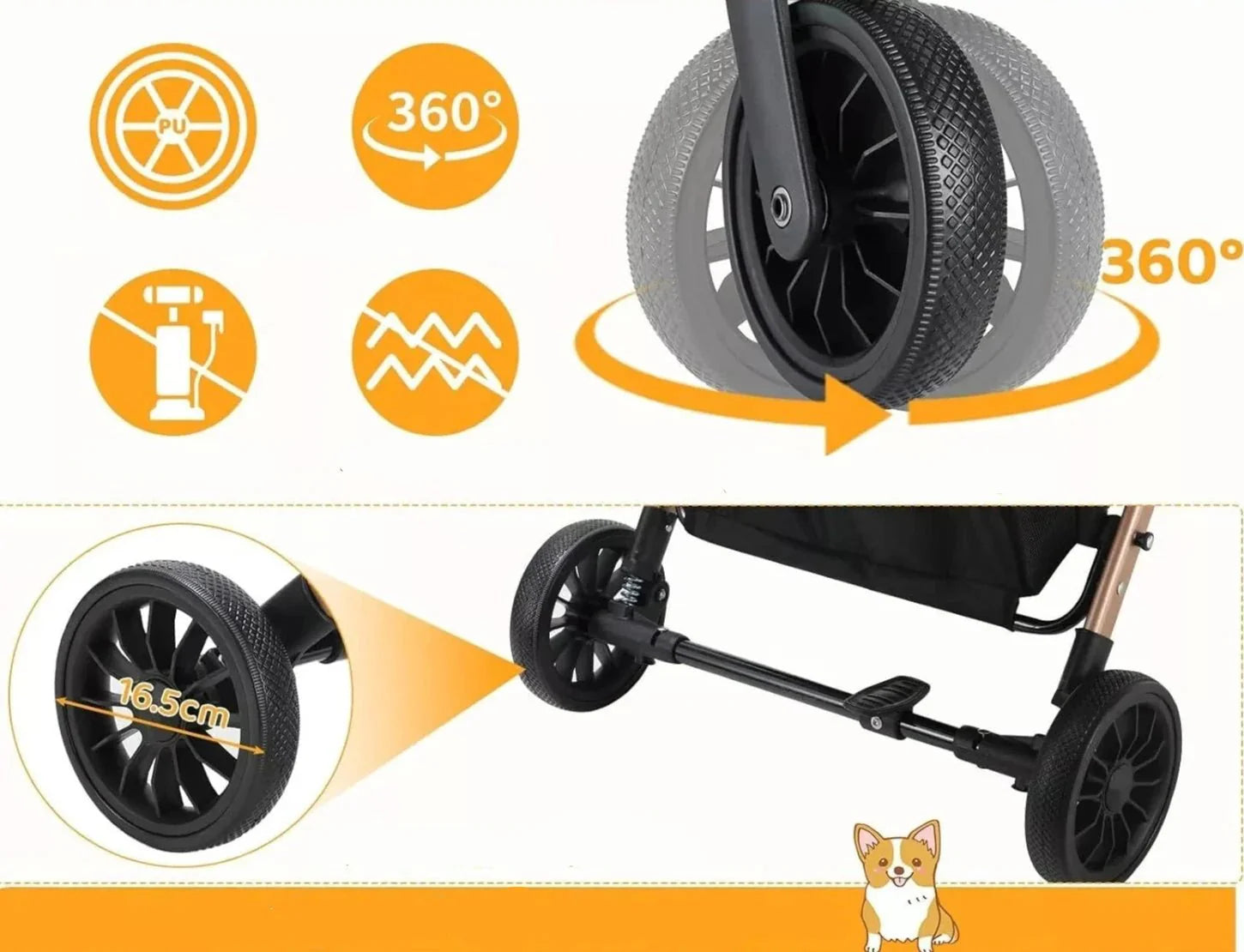 Poussette pour chien pliable - Transport chien et chat