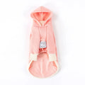 Pull capuche pour lévrier rose en tissu doux avec poignets contrastés et ouverture pour attache