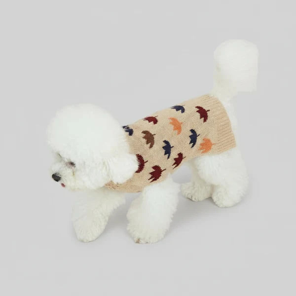 Pull Col Double Pour Chien Motif Feuilles