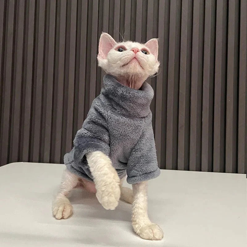 Pull Polaire Gris Chat