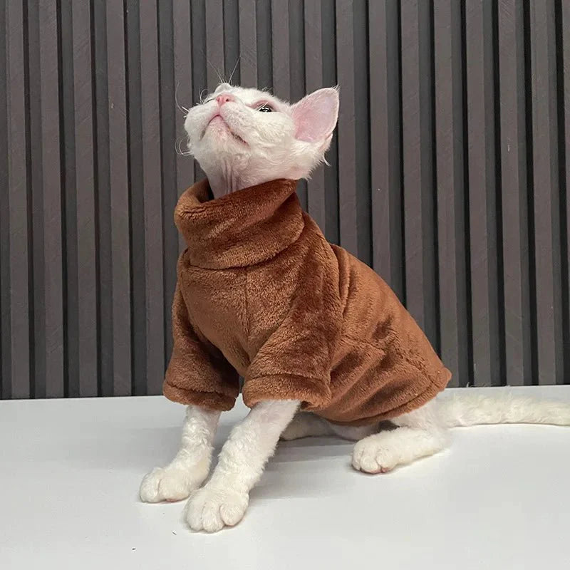 Pull Polaire Marron Chat