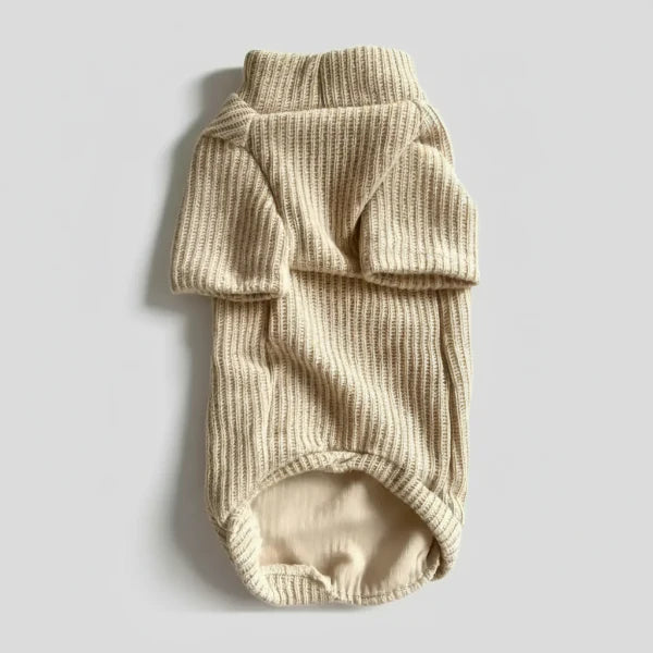 Pull pour teckel en beige avec un design à rayures pour garder votre chien au chaud