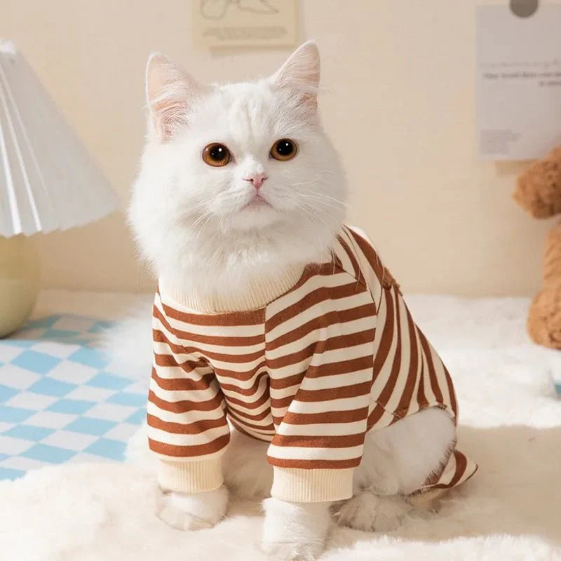 Pyjama pour Chat Marron Rayé