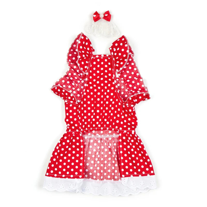 Robe Polca Rouge pour Chat