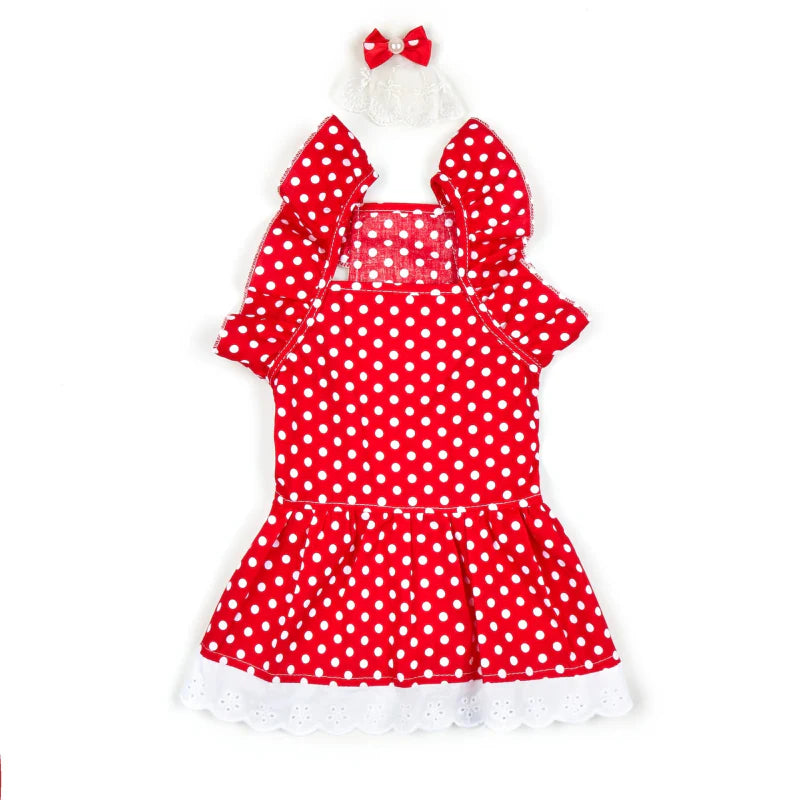Robe Polca Rouge pour Chat