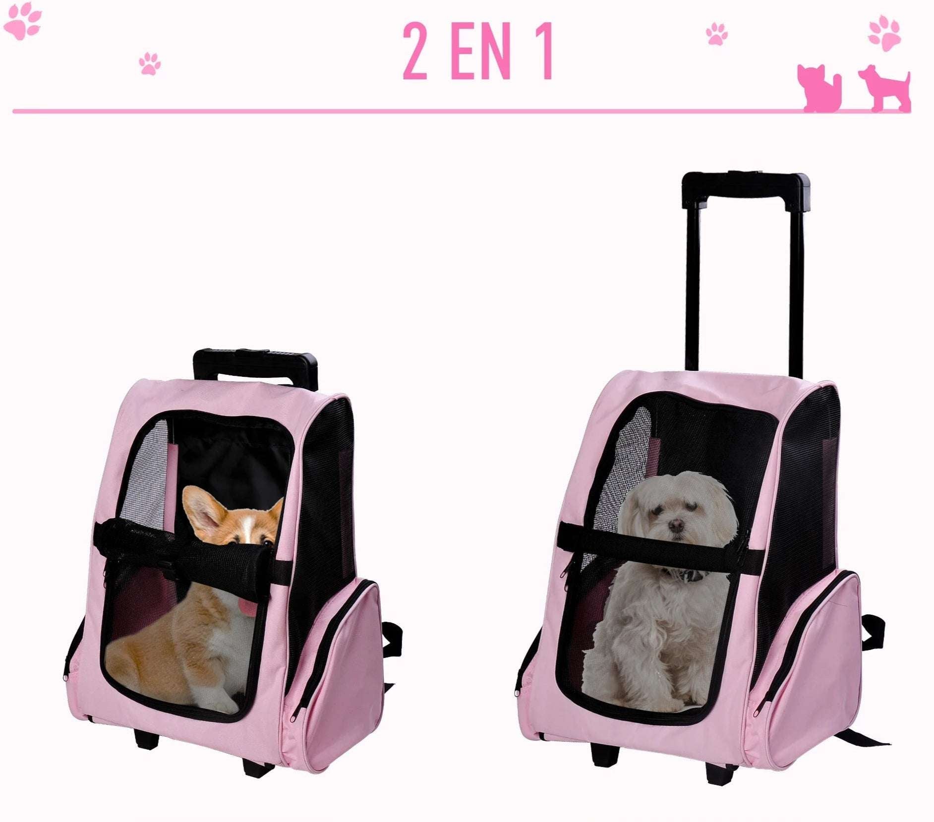 Sac à dos transport chat avec roulettes - Oscar et Plume