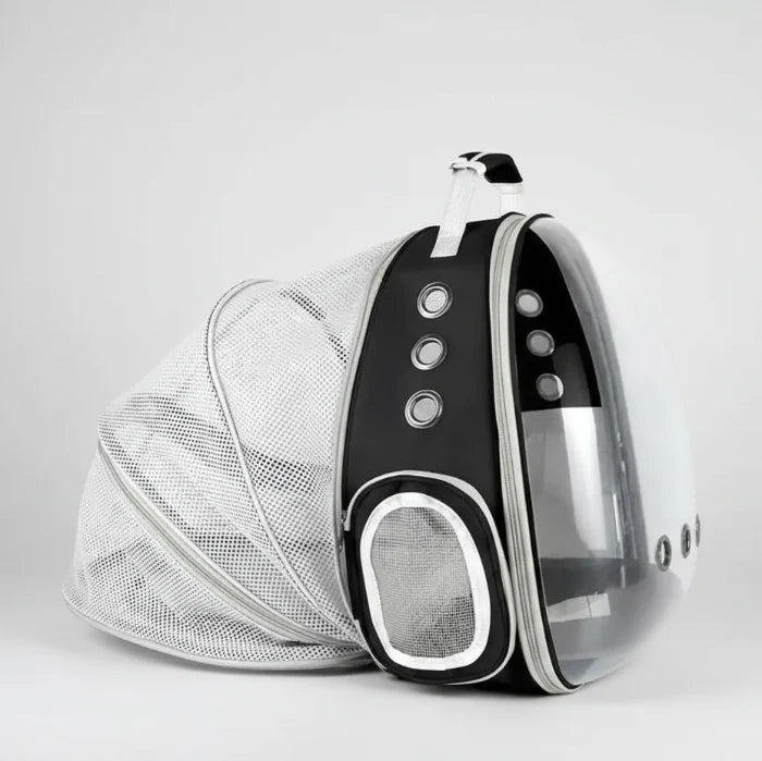 Sac à dos transport chien et chat avec coque transparente et aération pour un transport sécurisé