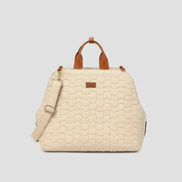 Sac à main pour chien beige matelassé avec poignées et bandoulière réglable Oscar et Plume