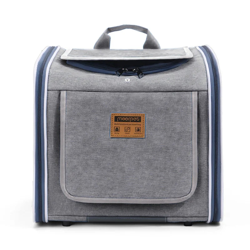 Sac de transport chat et chien gris en tissu avec fermeture éclair et poignée de la marque Oscar et Plume