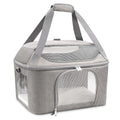 Sac de transport chat gris avec fenêtres en maille respirante et poignée rembourrée par Oscar et Plume