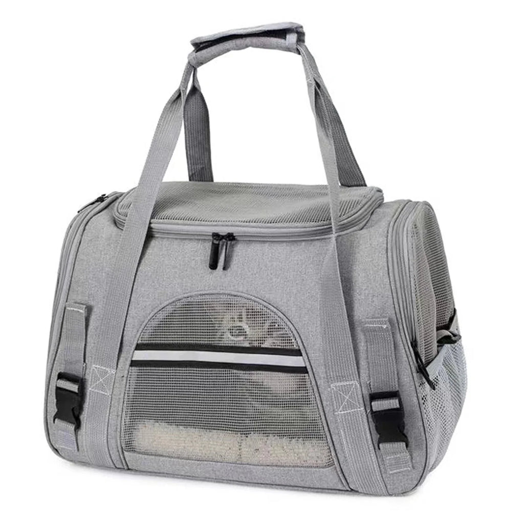 Sac de transport chien chat gris avec filet de ventilation et poignée renforcée Oscar et Plume