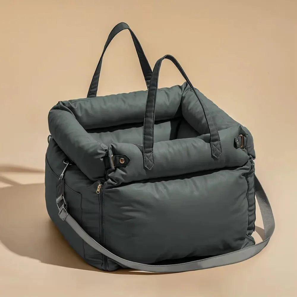 Sac de transport chien résistant gris foncé avec poignées et bandoulière ajustable Oscar et Plume