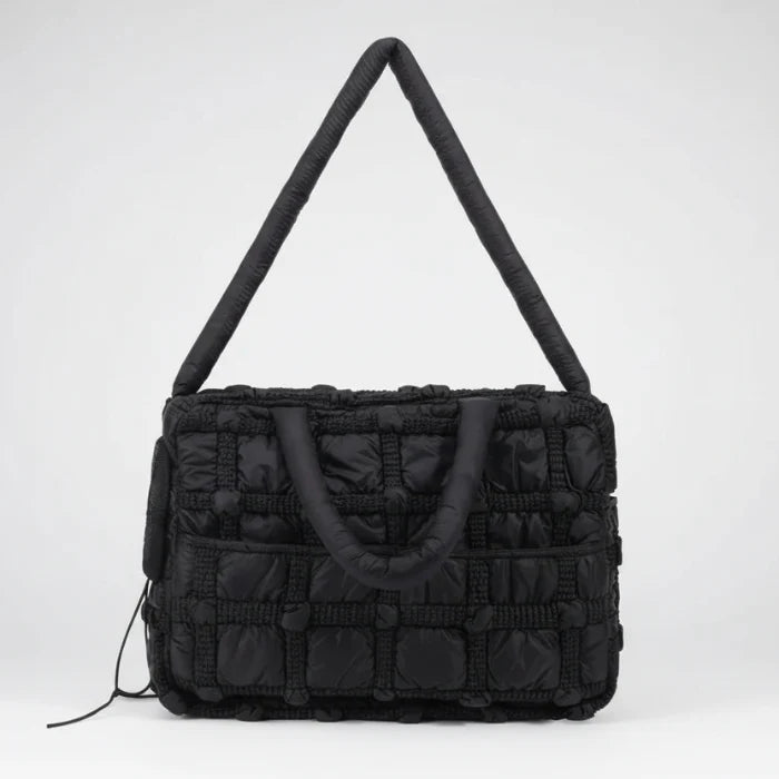 Sac de transport petit chien et chat en tissu noir avec anses confortables pour le transport facile
