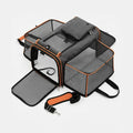 Sac de transport pliable pour chat et chien gris avec plusieurs ouvertures et poches de rangement