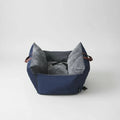 Sac de transport voiture pour chien Oscar et Plume bleu et gris avec harnais de sécurité intégré