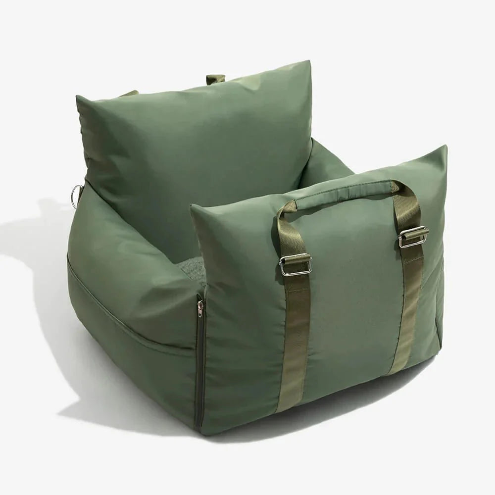 Sac de voyage pour chien en vert avec des poignées confortables et rembourrage doux