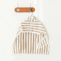 Serviette de bain chien Oscar et Plume à rayures beige et blanc avec capuche suspendue