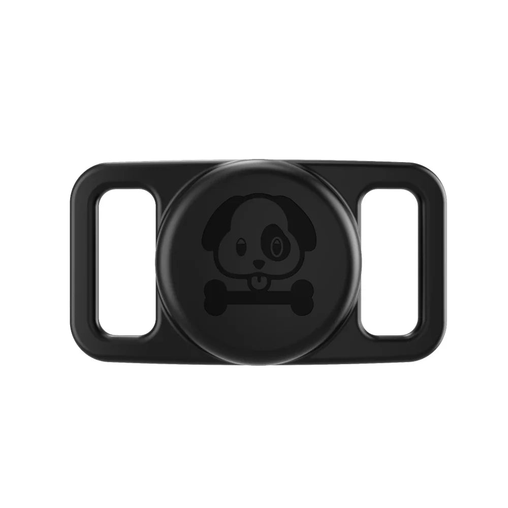 Support AirTag chien noir avec design chien et os pour fixer AirTag au collier