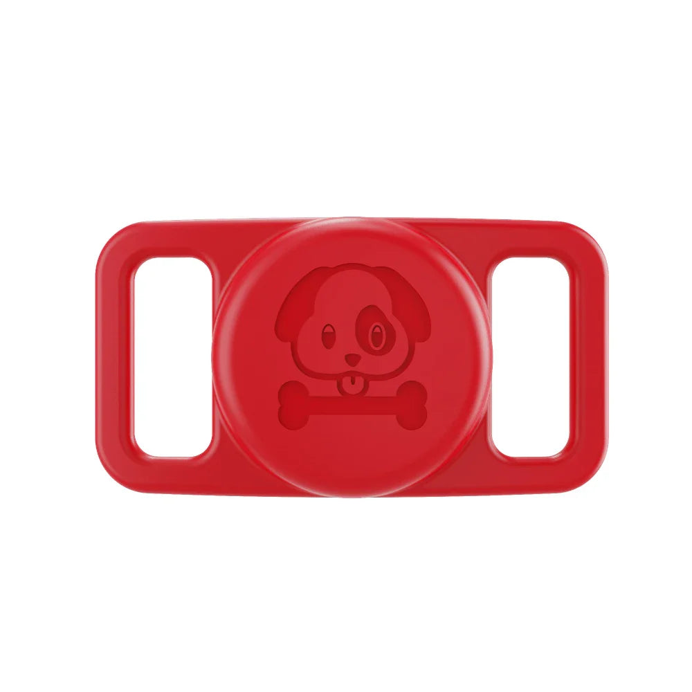 Support AirTag chien rouge en silicone avec motif chien pour attacher facilement à un collier