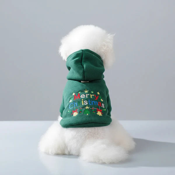 Sweat A Capuche De Noël Vert Pour Chien