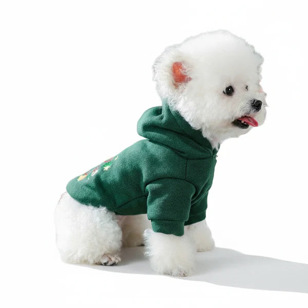 Sweat A Capuche De Noël Vert Pour Chien