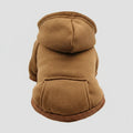 Sweat capuche pour petit chien marron en tissu doux avec poche arrière confortable