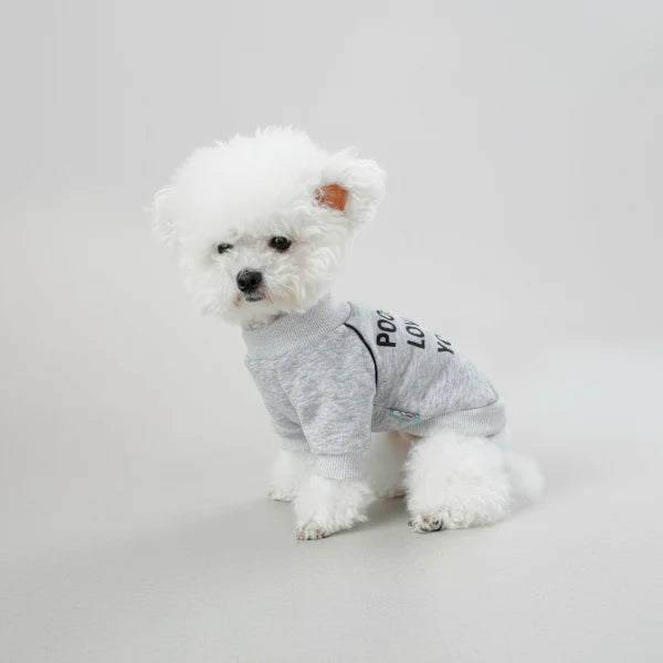 Sweat Gris Pour Petit Chien Cœur Rouge