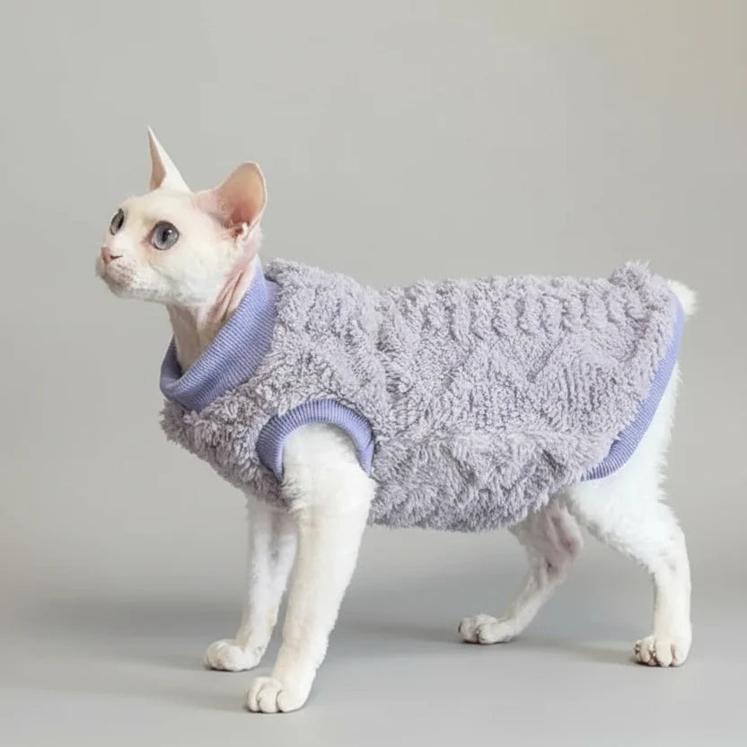 Sweat polaire pour chat Sphinx en peluche lavande pour le confort de votre animal