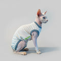 T-shirt anti UV pour chat en coton léger avec rayures et col bleu pour protéger votre animal
