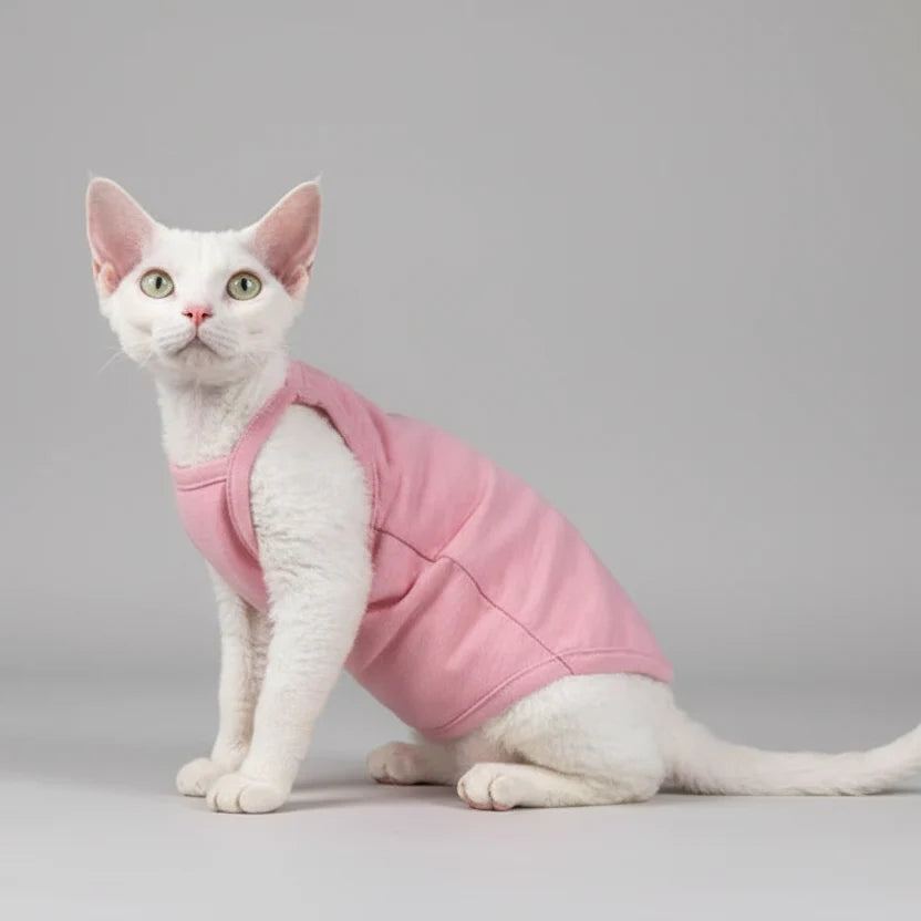 T-shirt coton pour chat en rose, confortable et léger pour les chats élégants