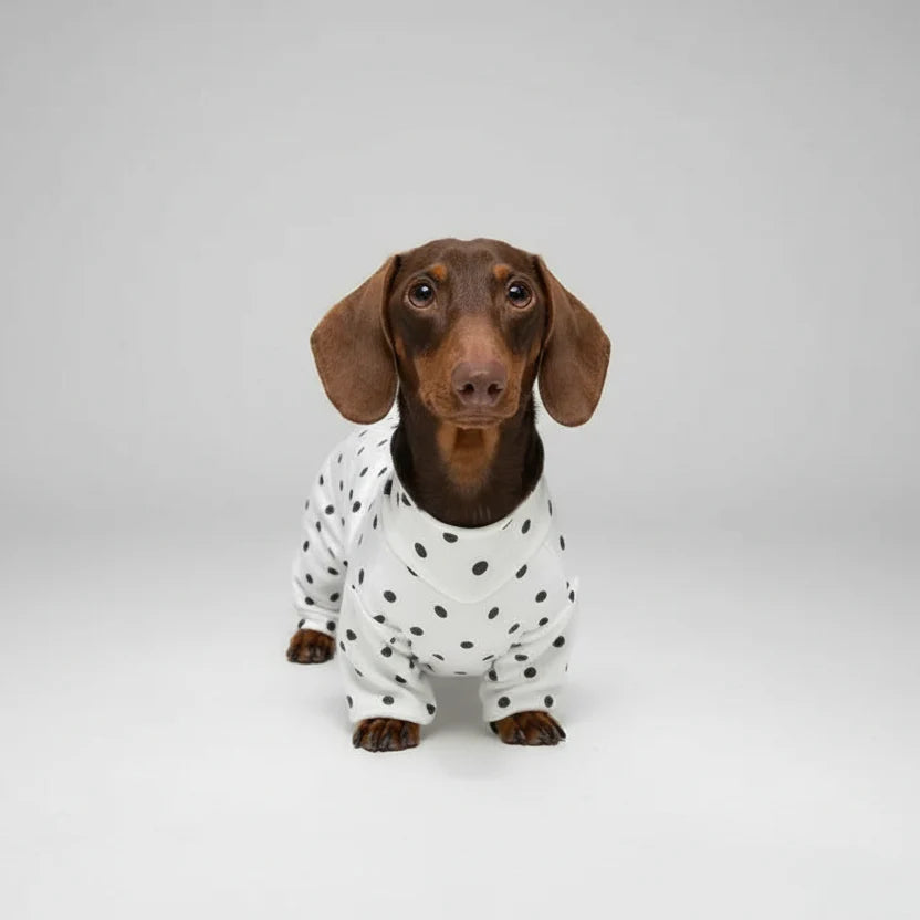 T-Shirt A Pois En Coton Doux Pour Teckel