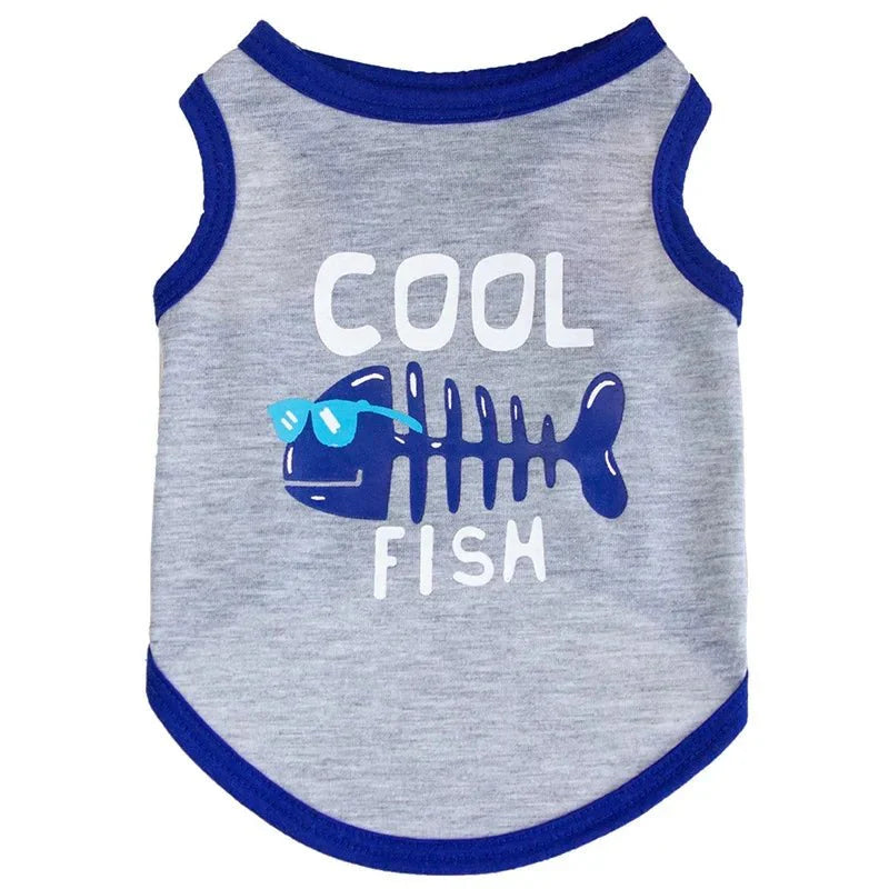 T-Shirt pour Chat Cool Fish Gris