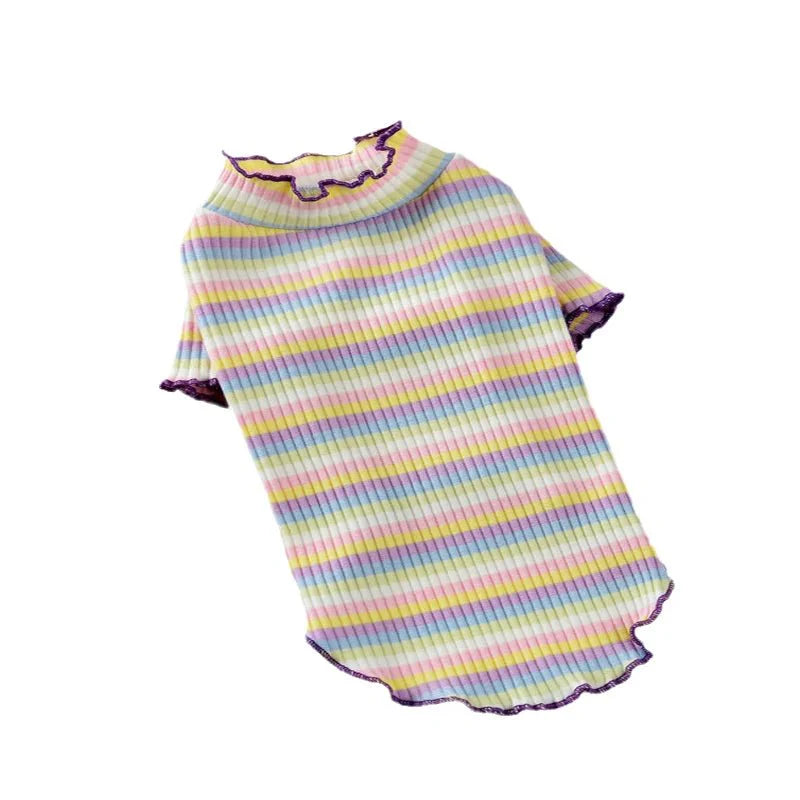 T-Shirt Rayé Multicolore pour Chat
