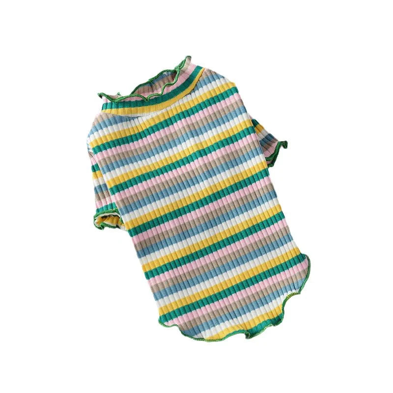 T-Shirt Rayé Multicolore pour Chat