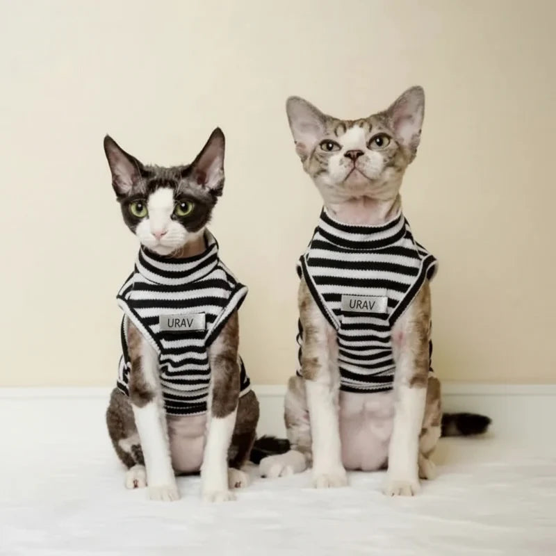 T-shirt Léger En Coton Rayé Pour Chat