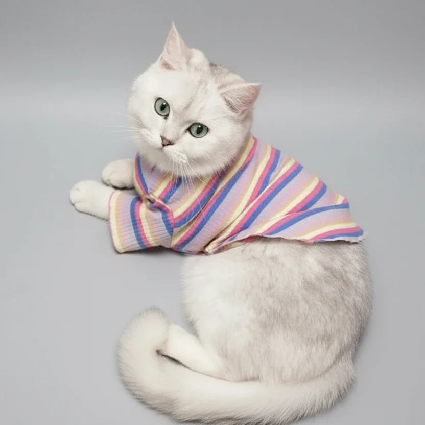 T-shirt Confortable Rayé Pour Les Chats