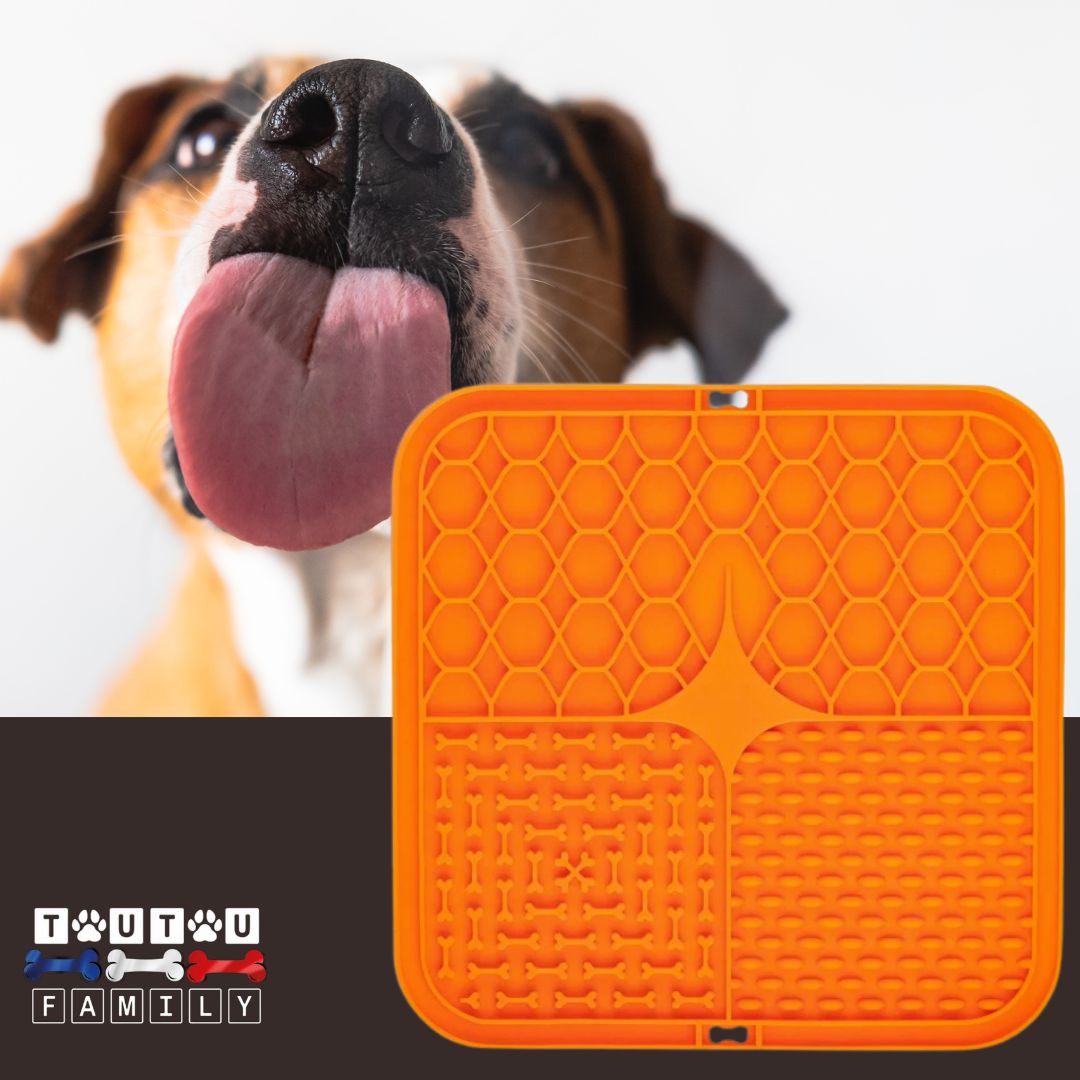 Tapis-de-lechage-chien-orange-pour-alimentation-sèche-humide-ou-liquide-pour-chien