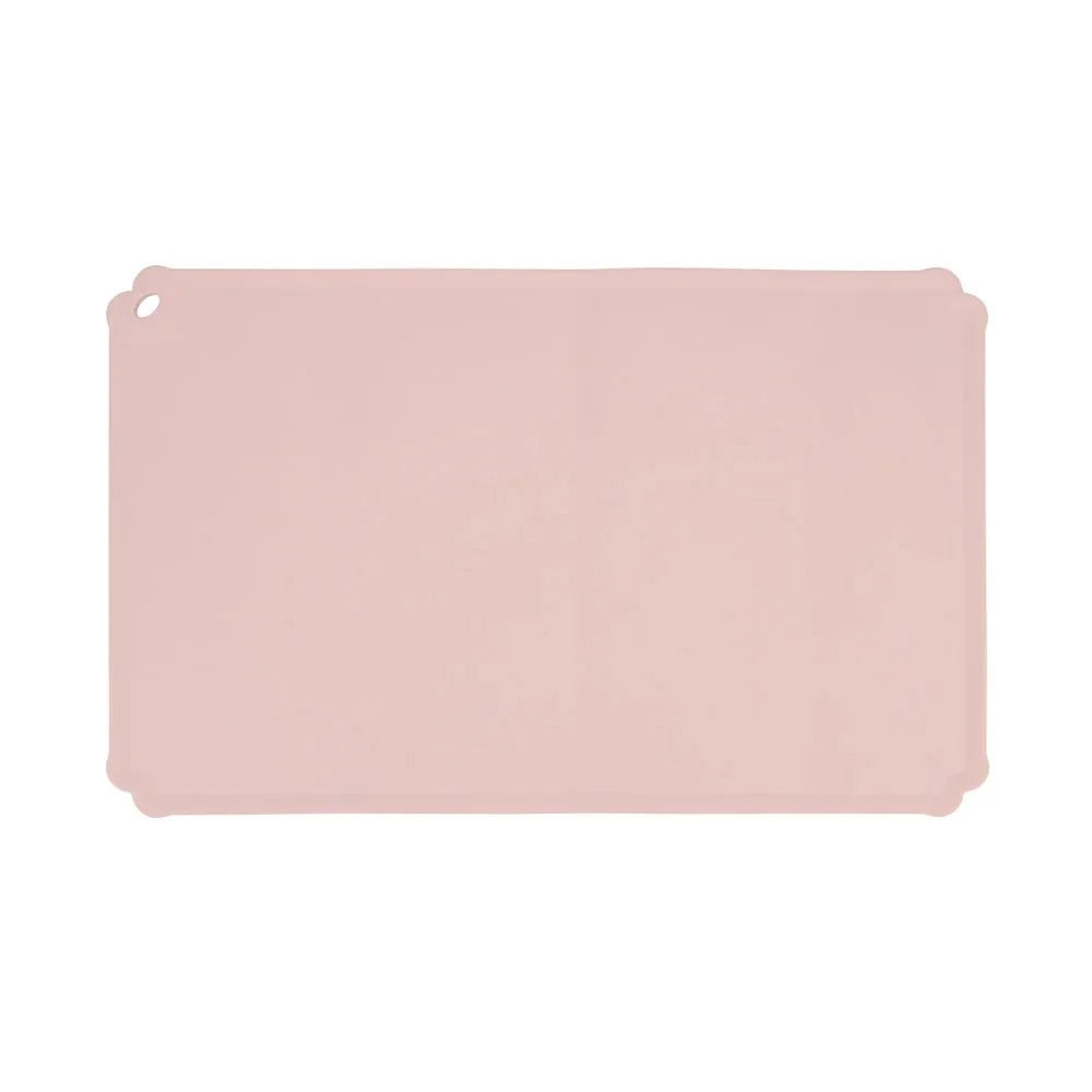 Tapis en silicone pour gamelle rose signé Oscar et Plume, antidérapant et facile à nettoyer
