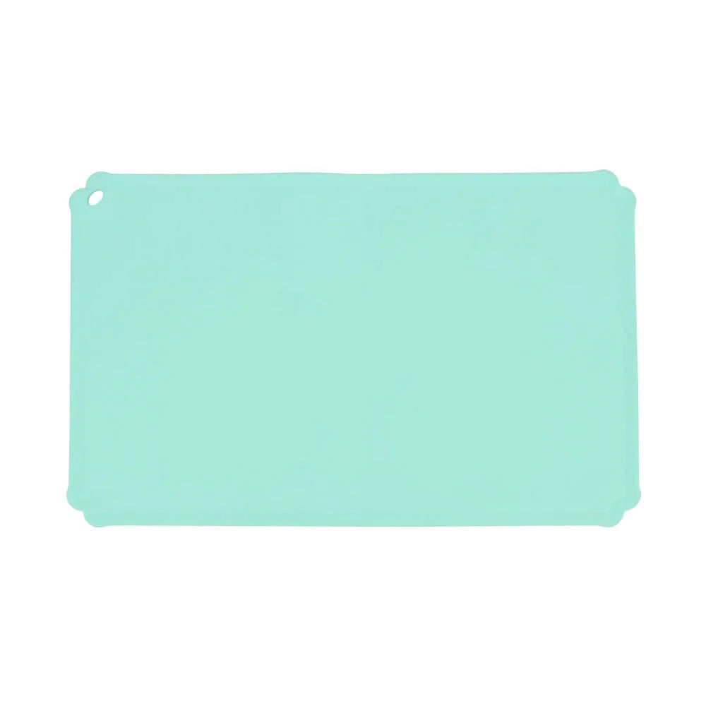 Tapis en silicone pour gamelle de couleur bleu pastel, anti-dérapant et facile à nettoyer
