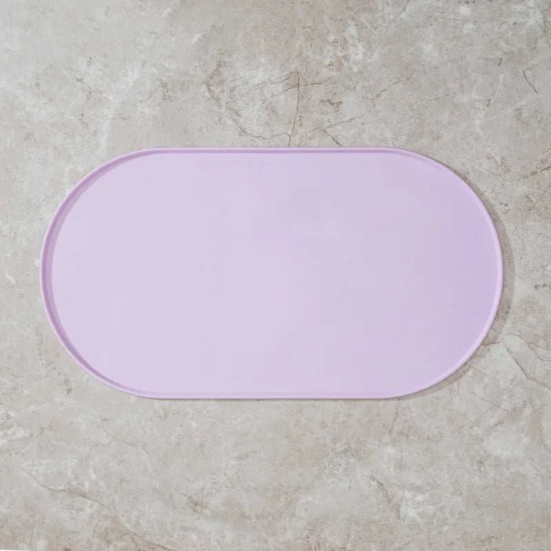 Tapis gamelle chien en silicone lavable de couleur rose pour éviter les éclaboussures