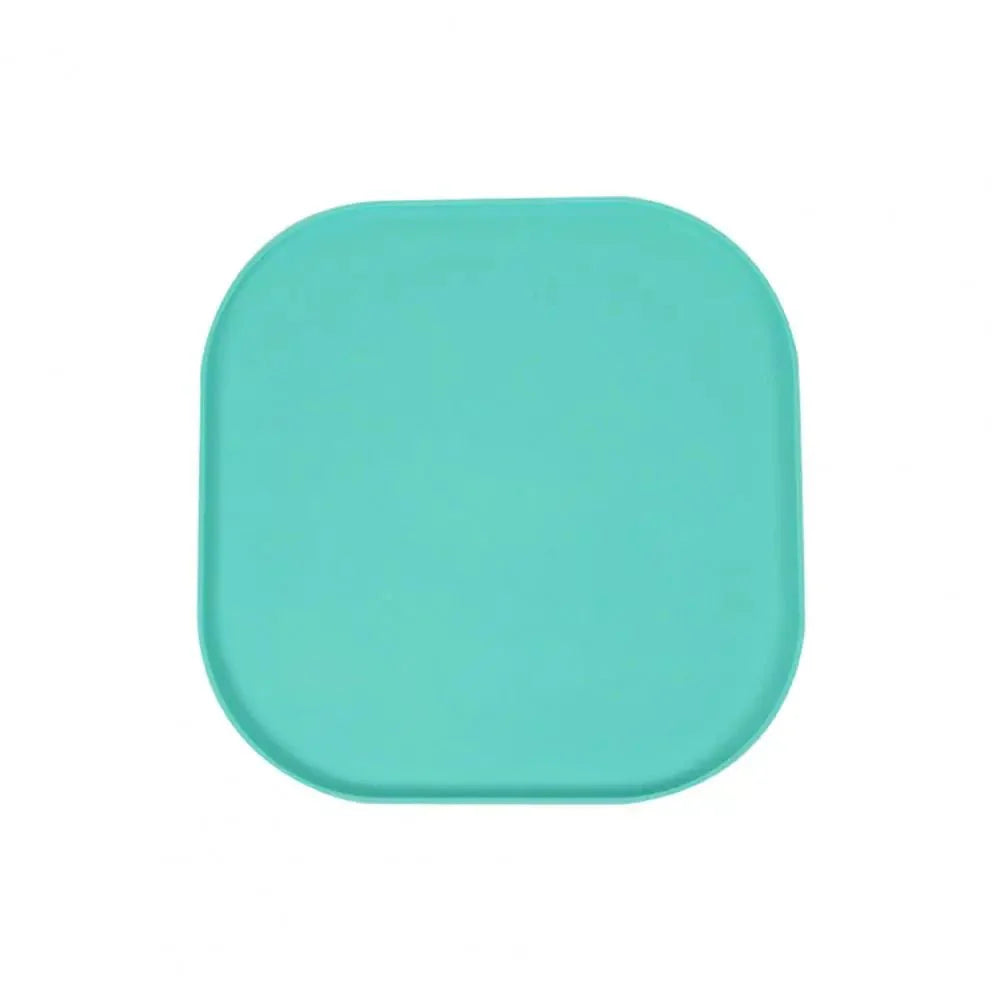 Tapis gamelle étanche bleu turquoise de forme carrée avec bords arrondis pour protéger le sol