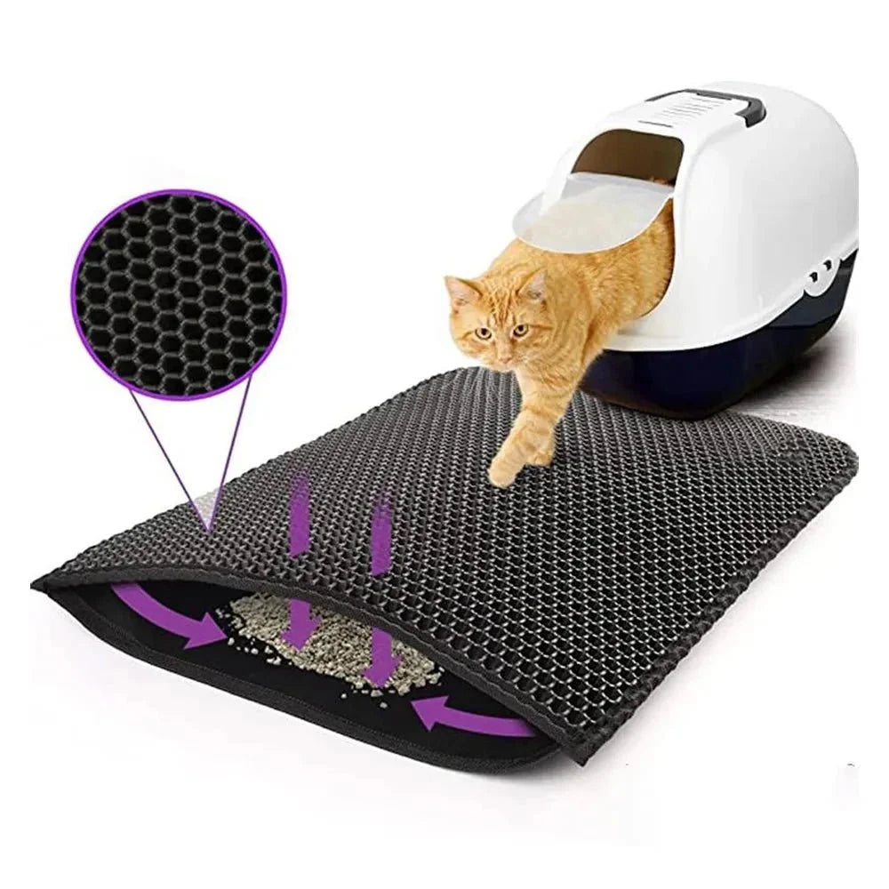 Tapis de litière pour chat - Protection double couche