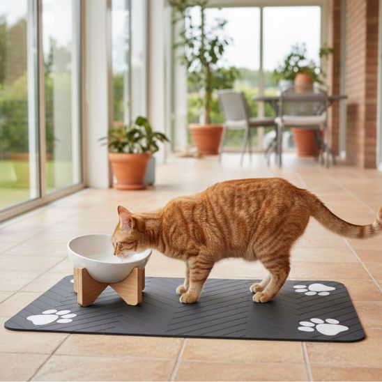 Tapis pour gamelle chat | Stop Salissures